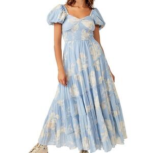 Free People Sundrenched Floral Tiered Maxi Sundress XS 0-2